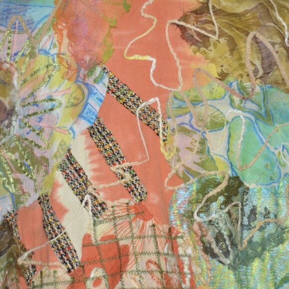 Chico's 3 US XL 16 Ladies Boho Art to Wear Jacket Pockets Embroidered Patchwork - Picture 7 of 10